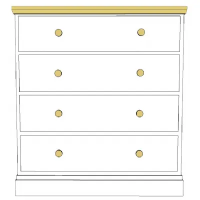 Painted and Solid Oak Top 4 Drawer Chest