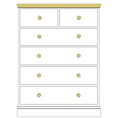 Painted and Solid Oak Top 4 + 2 Drawer Chest