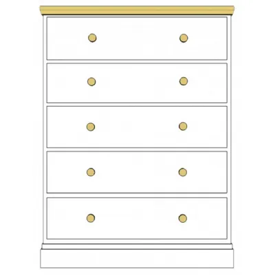 Painted and Solid Oak Top 5 Drawer Chest