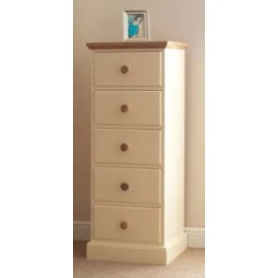 Painted and Solid Oak Top 5 Drawer Wellington Chest