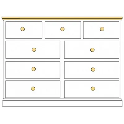 Painted and Solid Oak Top 9 Drawer Chest