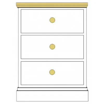 Painted and Solid Oak Top 3 Drawer Wide Bedside Table