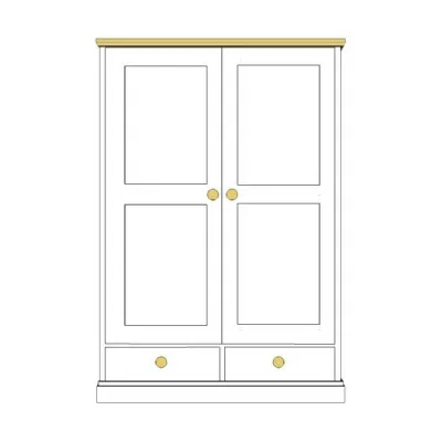 Painted and Solid Oak Top 2 Drawer Wardrobe