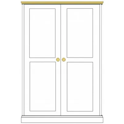 Painted and Solid Oak Top 2 Door Wide Wardrobe