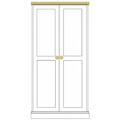Painted and Solid Oak Top 2 Door Wardrobe