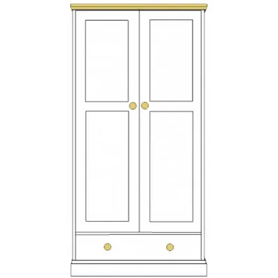 Painted and Solid Oak Top 2 Door, 1 Drawer Wardrobe