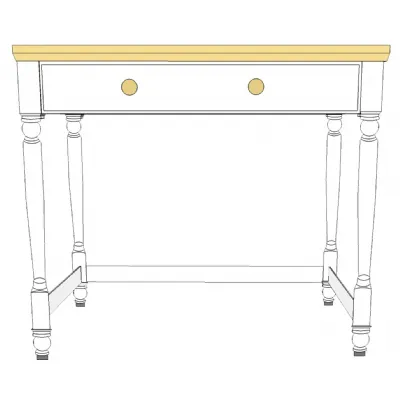 Painted and Solid Oak Top Writing Table with Drawer