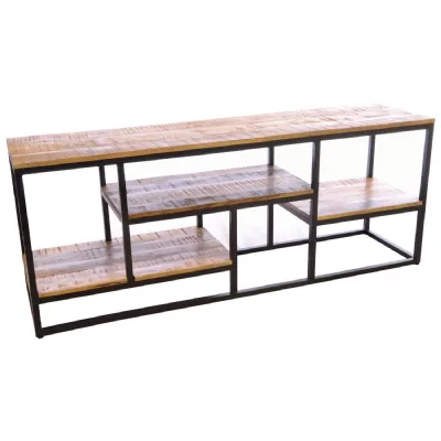 Industrial Mango Wood and Iron Large Sideboard Display Unit 180cm