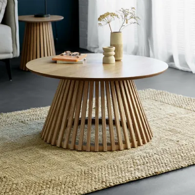 Ollie Natural Oak 80cm Round Coffee Table