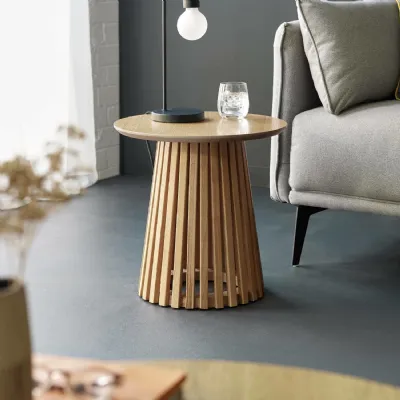 Ollie Natural Oak 45cm Round Lamp Table