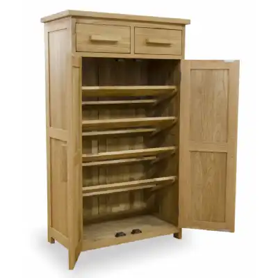 Tall Oak Shoe Storage Cupboard