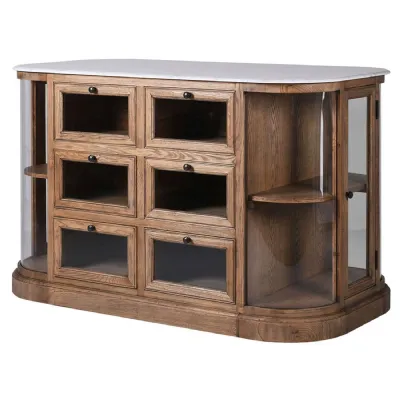 Marble Topped Oak Kitchen Island