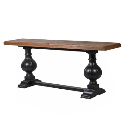 Reclaimed Elm Top Console Table with Black Base