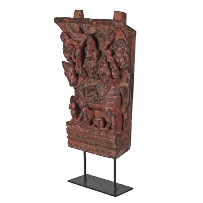 Red Wooden Bracket On Stand