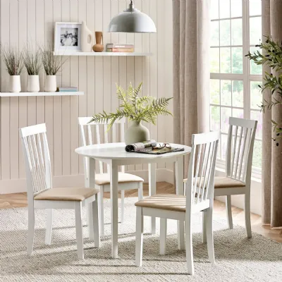 Orwell White Round Table with 4 Chairs Dining Set