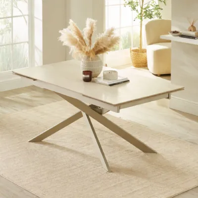 Osaka Stone Effect 160 200cm Rectangular Extending 6 8 Seater Dining Table