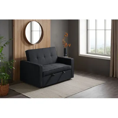 Grey Fabric Upholstered 2 Seater Pull Out Sofa Bed