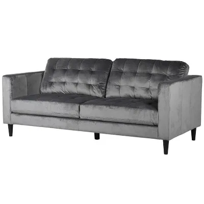 Grey Velvet 3 Seater Sofa