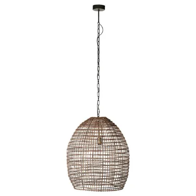 Large Oval Rattan Ceiling Light