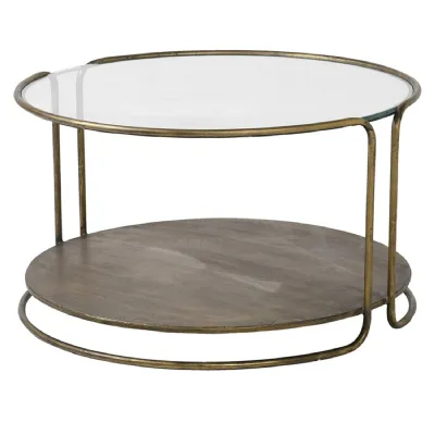 Round Glass and Iron Coffee Table