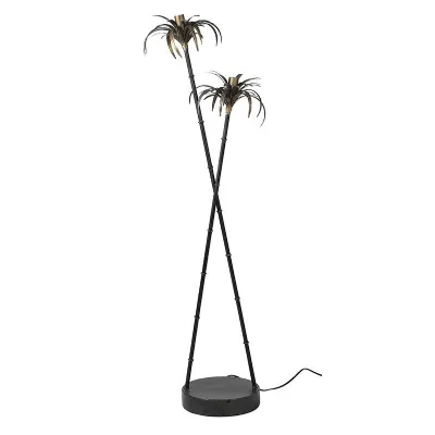 Art Deco Tropicana Twin Palm Tree Leaf Floor Lamp