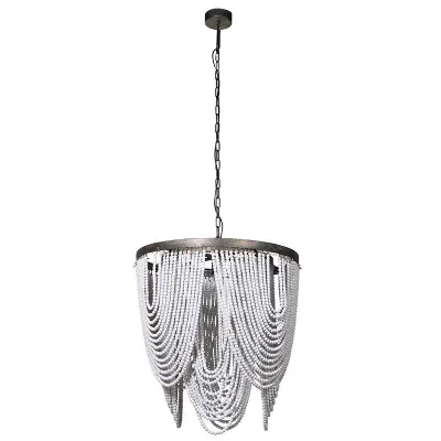 Whitewash Wooden Bead Ceiling Light