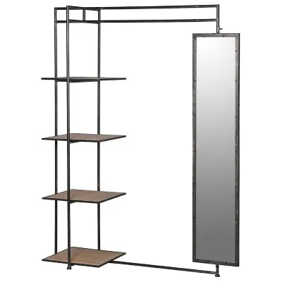Metal Valet With Mirror And Shelves