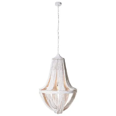 Large 2 Layer Cascading Wooden bead Patterned Frame Light