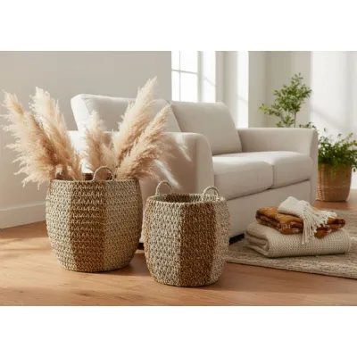 Set Of 2 Banana Seagrass Baskets