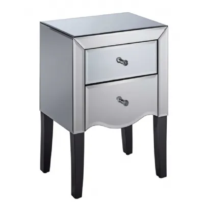 Mirrored 2 Drawer Bedside
