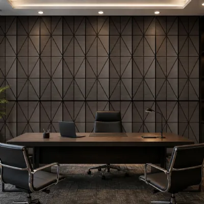 Set of 4 Walnut Superlightweight Self Adhesive Harlequin Acoustic Wall Panels