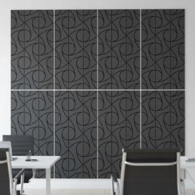 Set of 4 Walnut Superlightweight Self Adhesive Spiral Acoustic Wall Panels