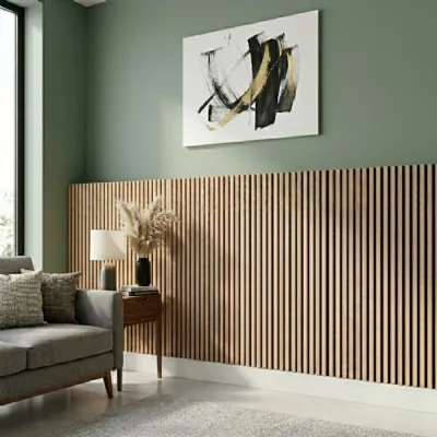 Set of 3 Modern Wood Veneer Acoustic Half Wall Slat Panels Maple