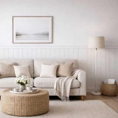 Set of 8 Modern White Wainscoting Slatted Half Decorative Wall Panels
