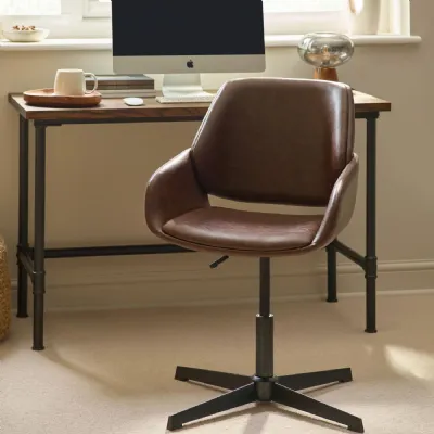 Parker Brown Faux Leather Upholstered Swivel Office Chair
