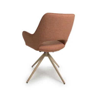 Easy Clean Brick Red Fabric 360 Degree Swivel Dining Chair