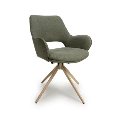 Easy Clean Sage Green Fabric 360 Degree Swivel Dining Chair