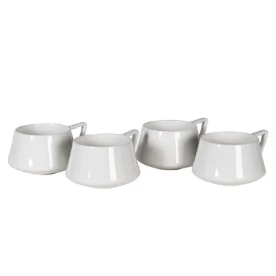Set of 4 Angular White Mugs