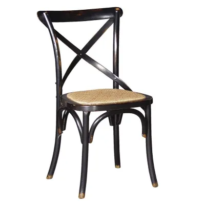 Shabby Chic Black Cross Back Dining Chair