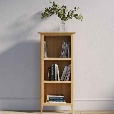 Shaker Style Natural Solid Oak CD 3 Shelf Open Bookcase with Tapered Legs