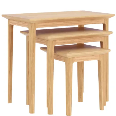 Modern Solid Oak Nest of 3 Tables with Shaker Style Design