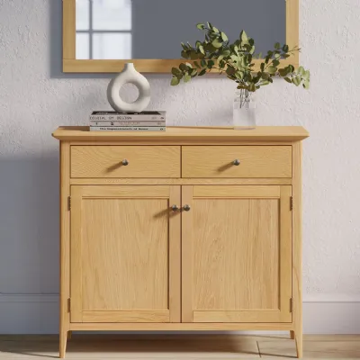 Natural Solid Oak 2 Door 2 Drawer Sideboard with Internal Shelves