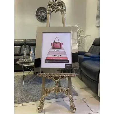 Pink Handbag Vogue Bookstack Wall Art Mirror Frame