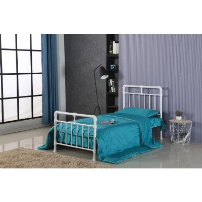 3ft White Metal Bed Industrial Look