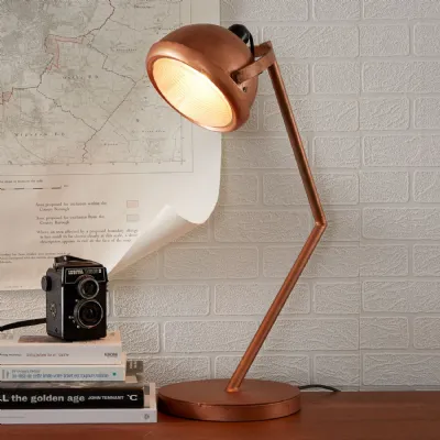 Lacquered Copper Metal Desk Table Lamp