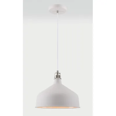Brent Medium Pendant, 1 x E27, Sand White Satin Nickel White