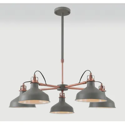 Brent Telescopic 5 Light, 5 x E27, Sand Grey Copper White