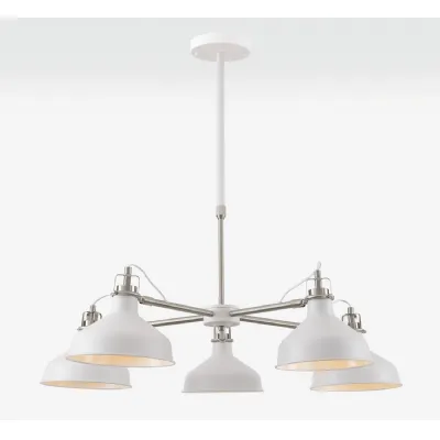 Brent Telescopic 5 Light, 5 x E27, Sand White Satin Nickel White