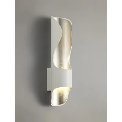 Charing Wall Lamp, 1 x 8W LED, 3000K, 640lm, White Silver Leaf, 3yrs Warranty