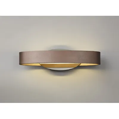 Welwyn Wall Lamp, 1 x 6W LED, 3000K, 480lm, Satin Brown Polished Chrome, 3yrs Warranty